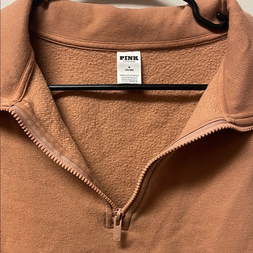 PINK Victoria's Secret Brown Quarter-Zip Sweater
